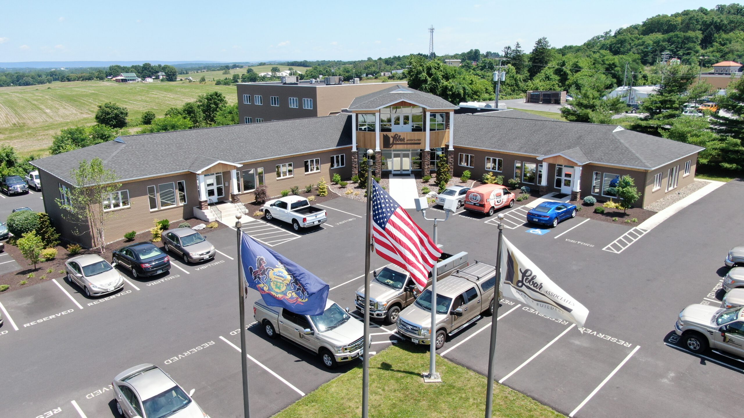 Drone shot of the Lobar Associates office building